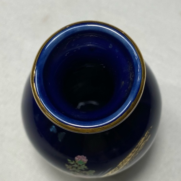 Vintage Japan Cobalt Blue Hand Painted Pheasant Bud Vase 4” - Picture 6 of 10